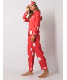 2 dalių ilga pižama su taškeliais (raudonos spalvos)
